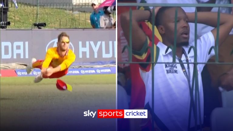 ‘Catch of the CENTURY!’ | Brian Bennet shocks fans with a stunning diving catch at T20 World Cup!