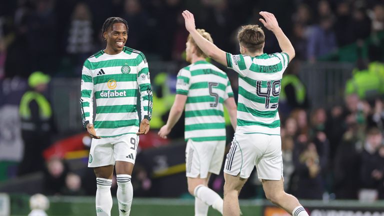Junior Adamu scored on his Celtic debut to help the Hoops reach the Scottish Cup quarter-finals