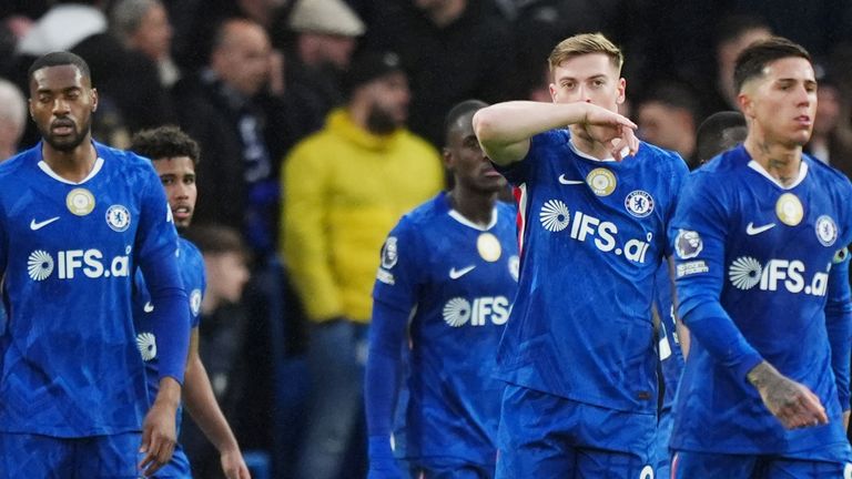 Chelsea players show the strain after conceding late on to Burnley