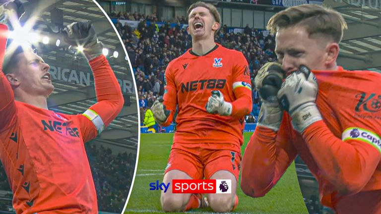 Dean Henderson celebrates win over Crystal Palace.
