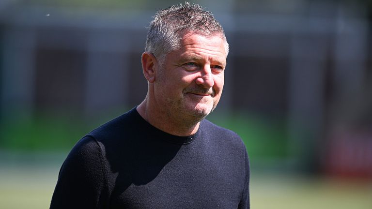 KILMARNOCK, SCOTLAND - MAY 10: Dundee manager Tony Docherty  arrives during a William Hill Premiership match between Kilmarnock and Dundee at the BBSP Stadium Rugby Park, on May 10, in Kilmarnock, Scotland. (Photo by Rob Casey / SNS Group)