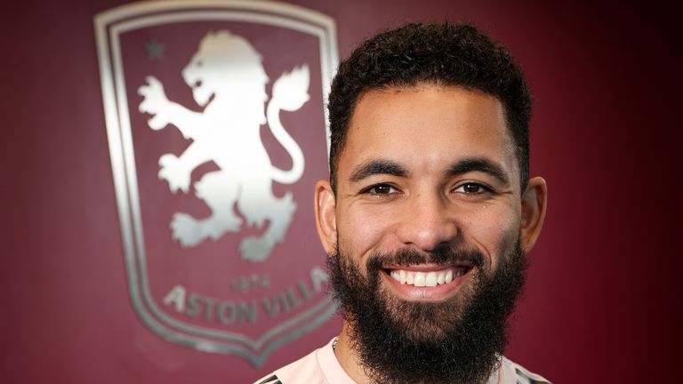 Douglas Luiz of Aston Villa poses for a picture at Bodymoor Heath training ground on January 28, 2026
