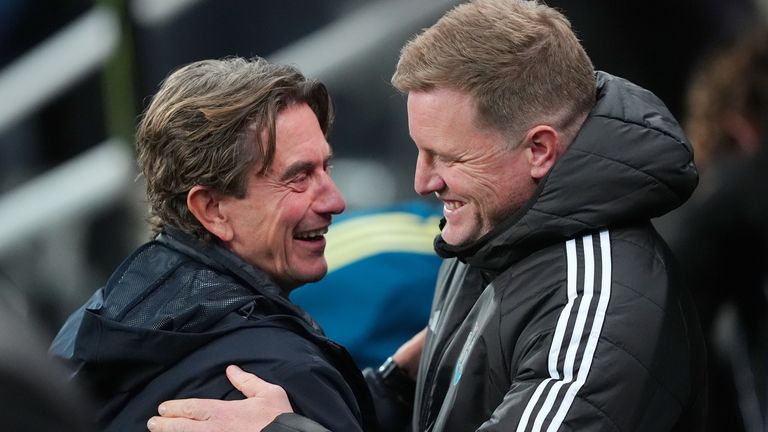 Tottenham boss Thomas Frank and Newcastle head coach Eddie Howe