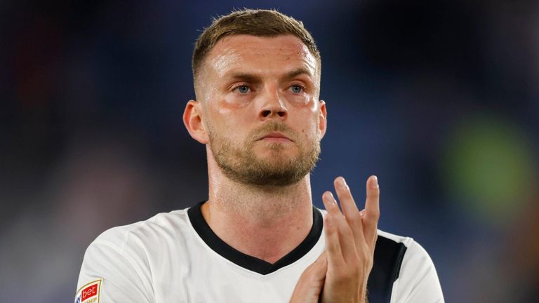 Marvin Ducksch applauds the Birmingham City fans