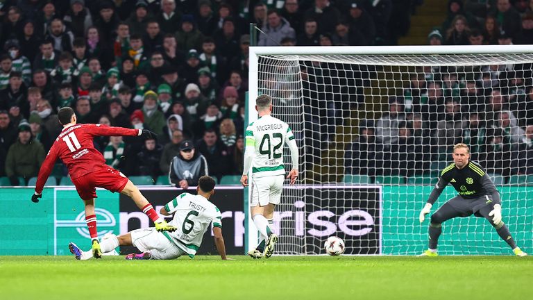 Bilal El Khannouss scores Stuttgart's opener at Celtic