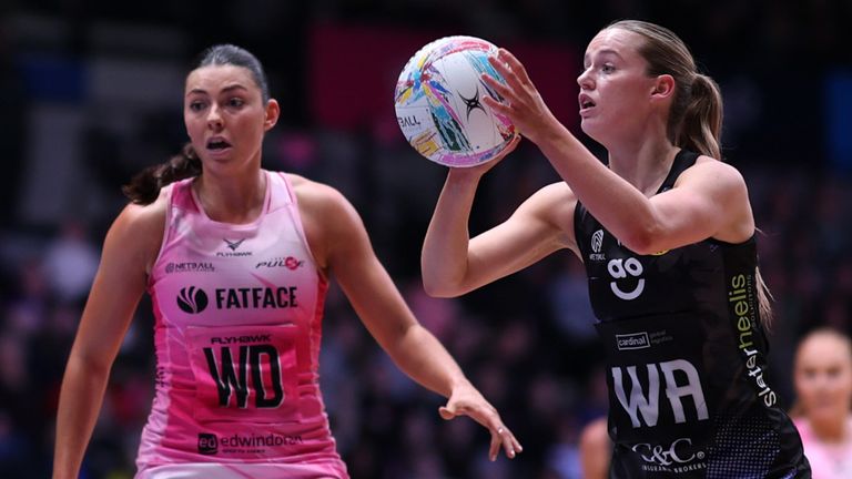 Emma Rayner of Manchester Thunder in action against London Pulse