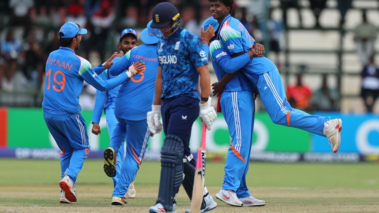 India's imposing total of 411-9 proved too much for England to chase down in the U19 World Cup final