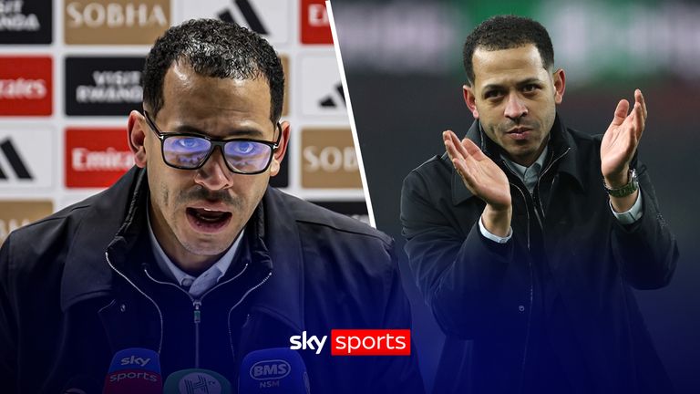 Chelsea's head coach Liam Rosenior greets fans at the end of the the English League Cup semifinal second leg soccer match between Arsenal and Chelsea in London, Tuesday, Feb. 3, 2026. 
