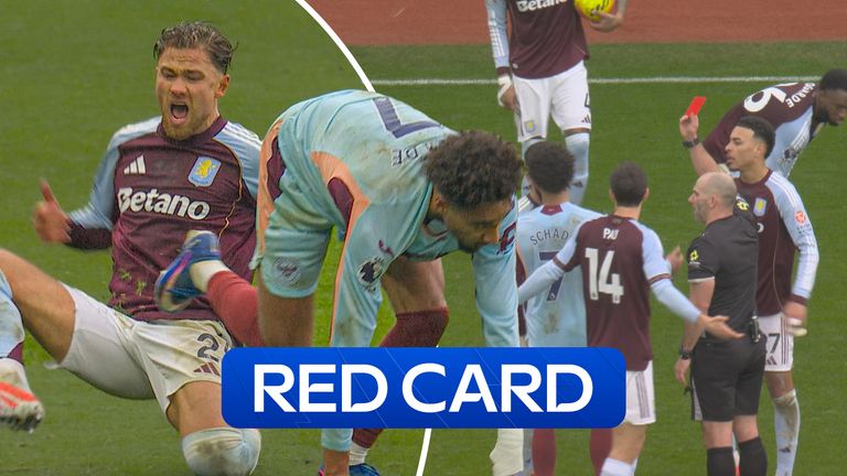 Kevin Schade sent off for Brentford vs Villa 