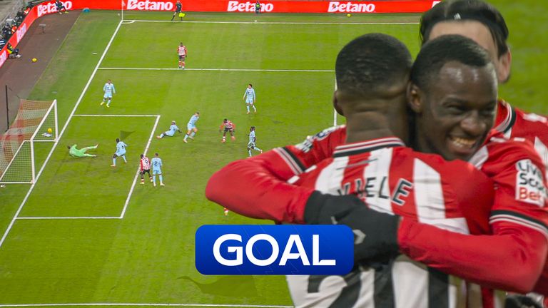 Habib Diarra scores a second for Sunderland vs Burnley