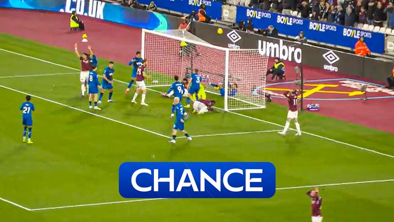 West Ham's Axel Disasi takes a shot at goal in their PL game with Bournemouth.
