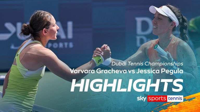 Highlights of the Dubai Tennis Championships between Varvara Gracheva and Jessica Pegula.