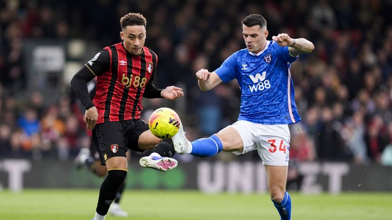 Sunderland's Granit Xhaka and Bournemouth's Marcus Tavernier (left) battle for the ball