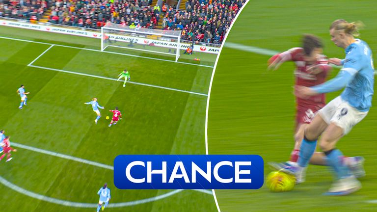 Haaland misses big chance.