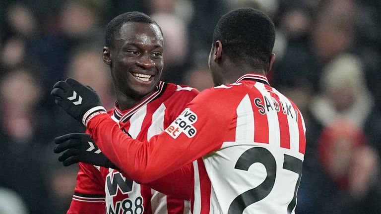 Sunderland's Habib Diarra celebrates scoring their second goal of the game