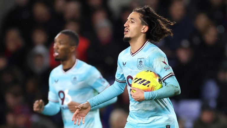 Hannibal Mejbri of Burnley celebrates scoring his team's first goal