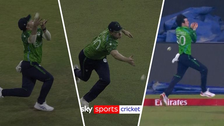 Ireland's George Dockrell misses out on three opportunities in the space of three balls to break Sri Lanka's batting partnership of Kusal Mendis and Kamindu Mendis in their Group B match of the T20 World Cup. 