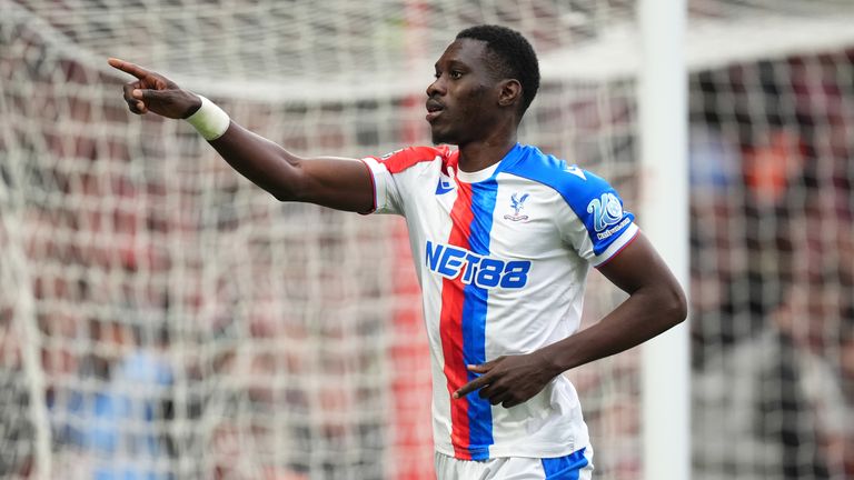 Crystal Palace's Ismaila Sarr celebrates scoring their equaliser