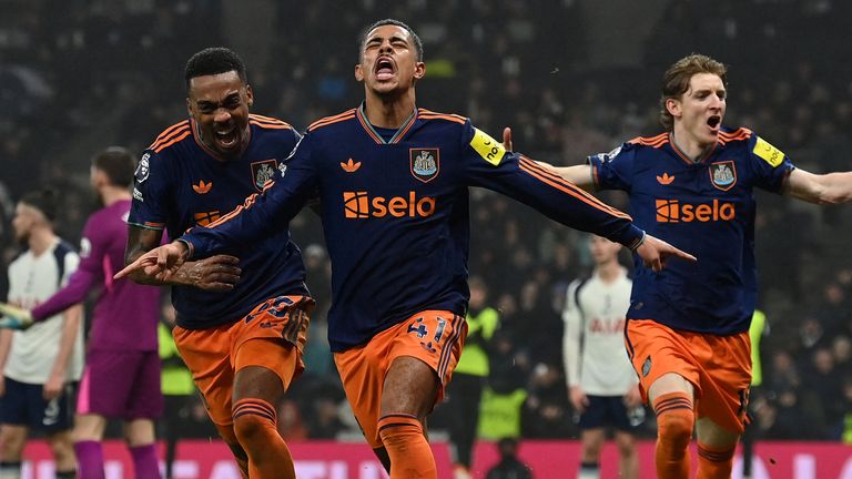 Newcastle's Jacob Ramsey celebrates after restoring their lead