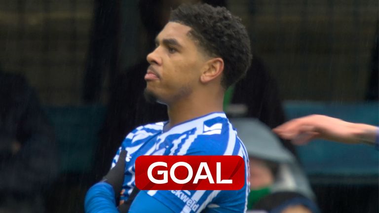 Tyeerce John Jules gives Kilmarnock the advantage against Celtic after cutting in from the left hand side and curling an effort into the far post. 