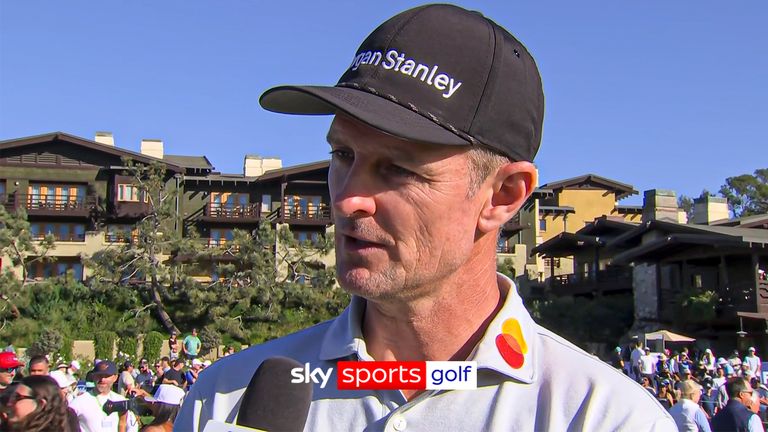 Justin Rose reacts after winning the Farmers Insurance Open
