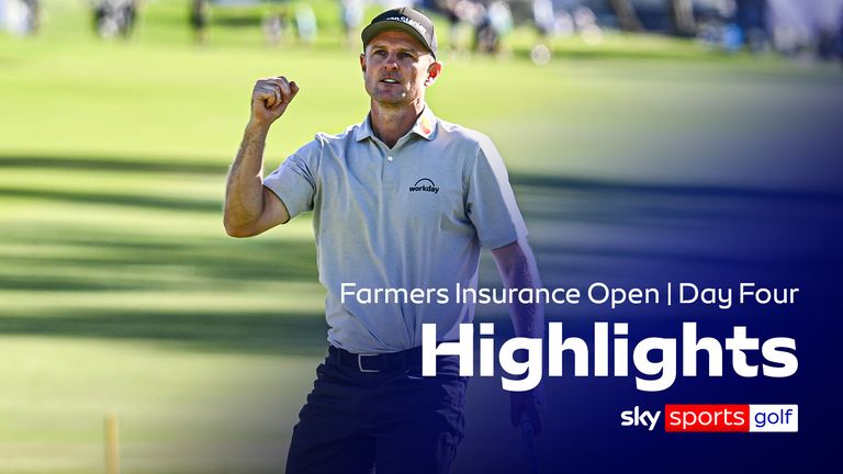 Justin Rose celebrates winning the Farmers Insurance Open