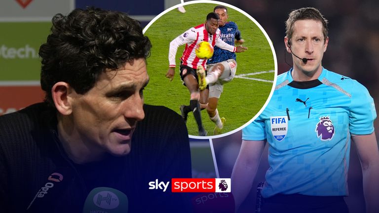 Brentford head coach Keith Andrews feels as Arsenal's Gabriel could've seen a second yellow in the 82nd minute of the match and could've made a difference to the result. 