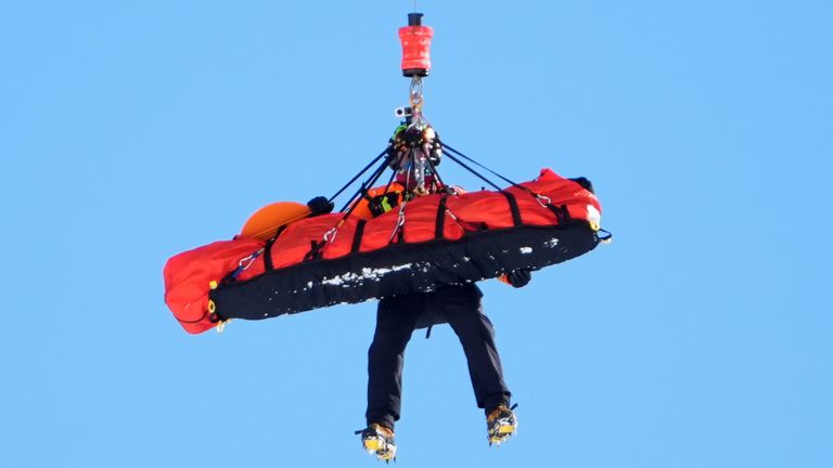 Lindsey Vonn is airlifted away crashing during the women's downhill in Cortina