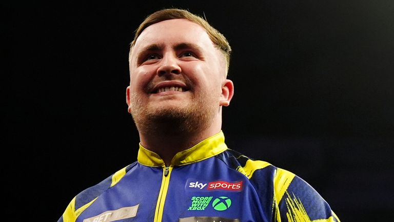 Luke Littler reacts after his quarter-final defeat to Gian van Veen on the opening night of the 2026 Premier League Darts (PA Images)