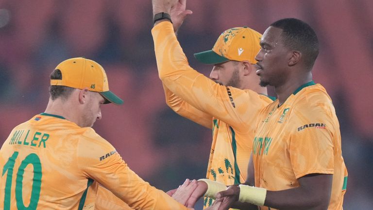 South Africa's Lungi Ngidi, right along with South Africa's captain Aiden Markram (Associated press) 