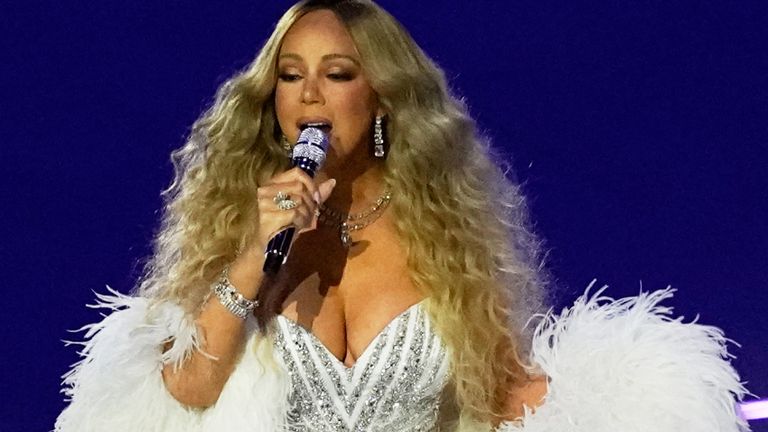 Singer Mariah Carey performs during the Olympic opening ceremony in Milan
