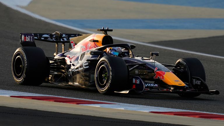 Red Bull driver Max Verstappen of the Netherlands steers his car during a Formula One pre-season test at the Bahrain International Circuit in Sakhir, Bahrain, Wednesday, Feb. 11, 2026. (AP Photo/Altaf Qadri)