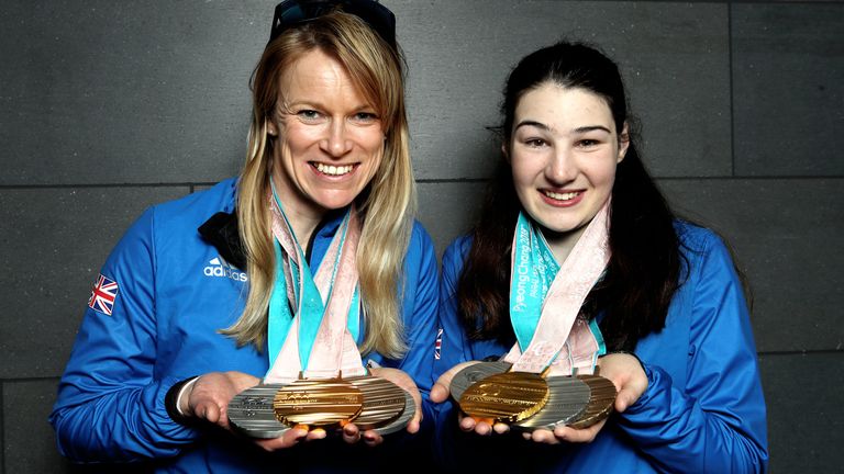 Menna Fitzpatrick and her guide Jennifer Kehoe with their medals after the PyeongChang 2018 Winter Paralympics. Photo by John Walton/PA Wire