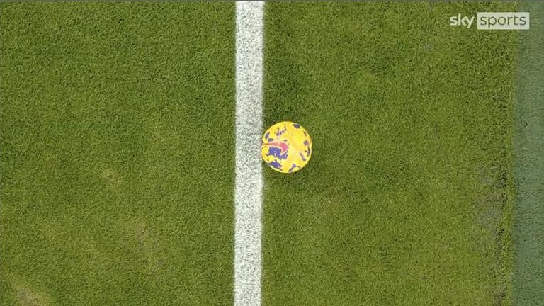 A camera angle showing a ball remaining in play from an above angle