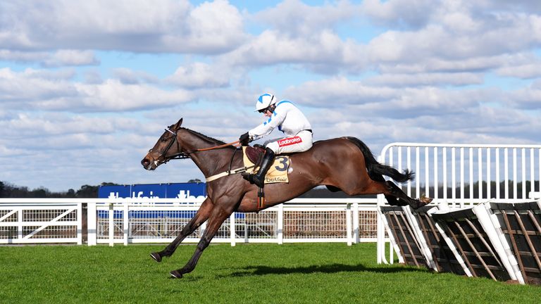 Mondoui'boy ridden by Ben Jones on their way to winning the Betfair Novices' Hurdle at Ascot