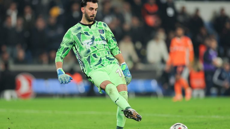 Muhammed Sengezer of Istanbul Basaksehir passes the ball