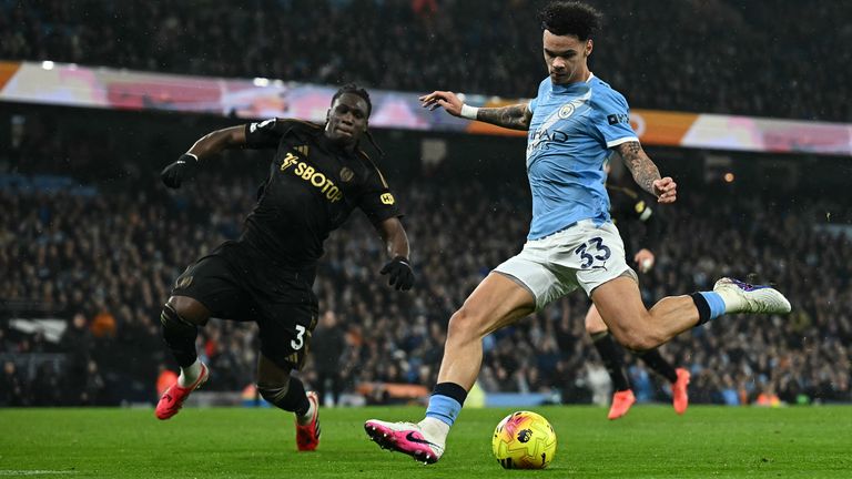 Nico O'Reilly scores Man City's second goal