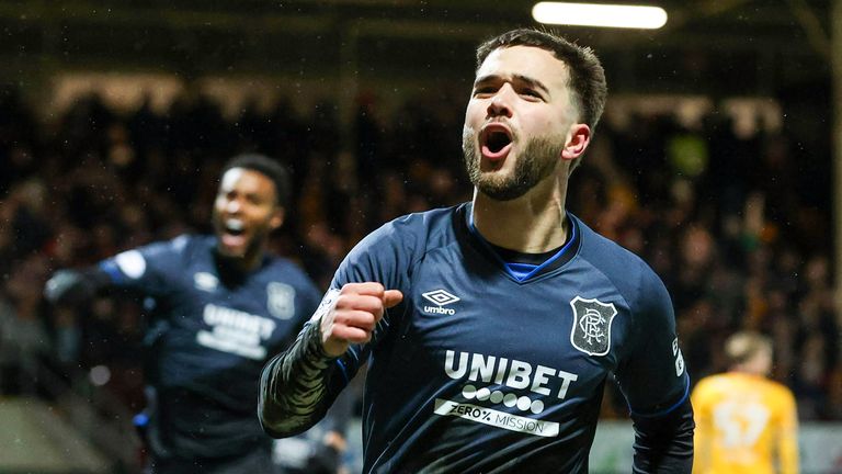 Rangers' Nicolas Raskin celebrates scoring to make it 1-0