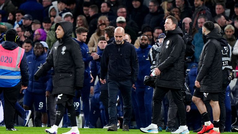 Manchester City manager Pep Guardiola implied Dominic Solanke's first goal in the 2-2 draw with Tottenham shouldn't have stood