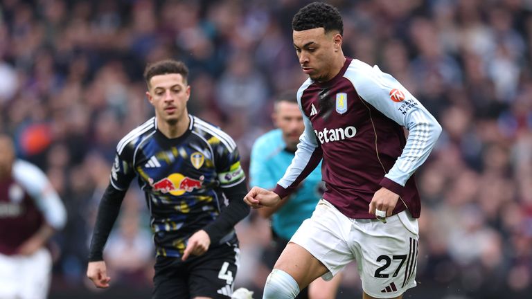 Morgan Rogers runs at the Leeds defence