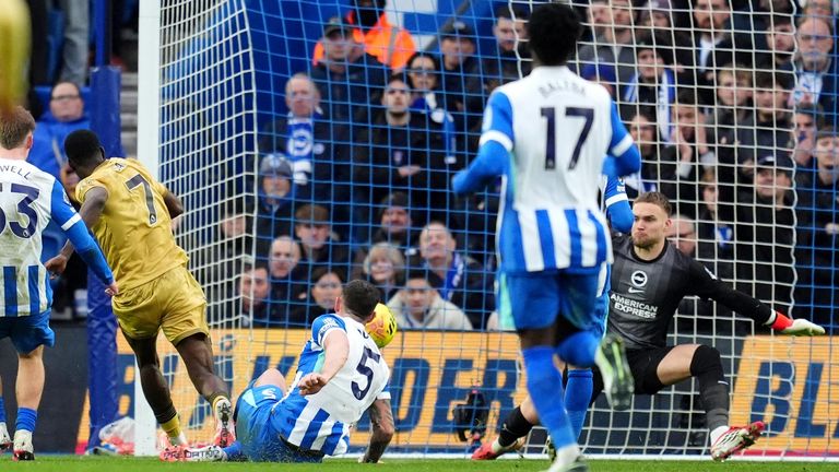 Ismaila Sarr gives Crystal Palace the lead at Brighton