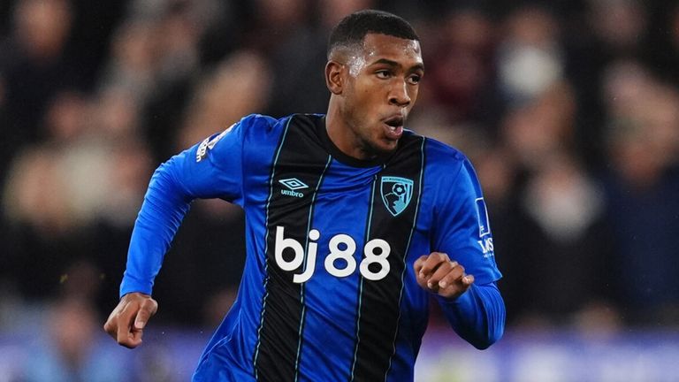 Rayan drives at the West Ham defence