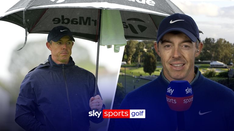 Rory McIlroy delighted with his performance of day one of the Genesis Invitational despite having to overcome issues with a weather delay and discusses his changes with his irons. 