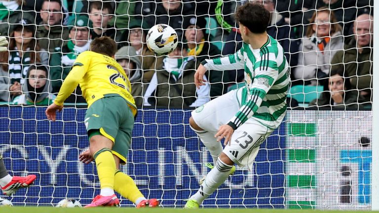 Felix Passlack heads Hibs into the lead at Celtic