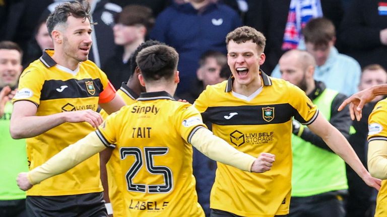 Lewis Smith celebrates after doubling Livingston's lead against Rangers