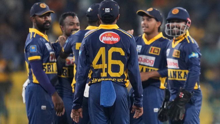 England's captain Harry Brook leaves the ground after losing his wicket during the first ODI cricket match between England and Sri Lanka in Colombo, Sri Lanka, Thursday, Jan. 22, 2026. (AP Photo/Eranga Jayawardena)