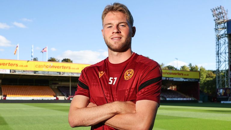 MOTHERWELL, SCOTLAND - SEPTEMBER 25: Stephen Welsh during a Motherwell press conference at Fir Park, on September 25, 2025, in Motherwell, Scotland. (Photo by Alan Harvey / SNS Group)