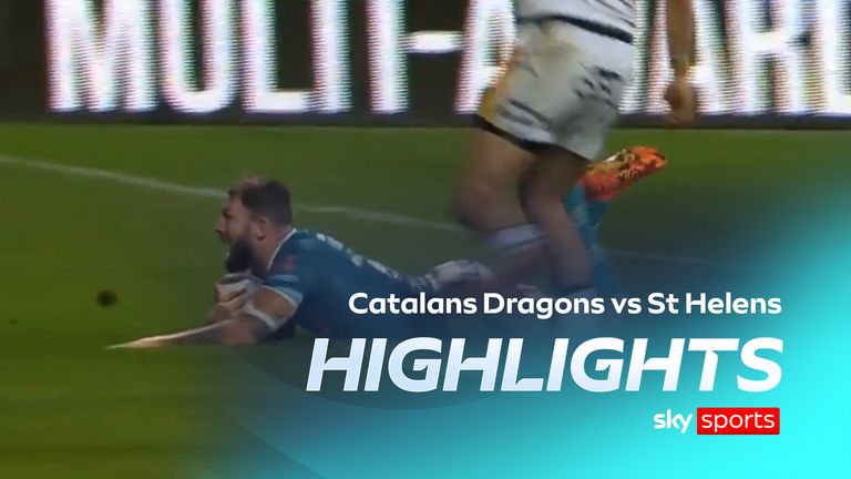 Highlights of the Super League match between Catalans Dragons and St Helens.