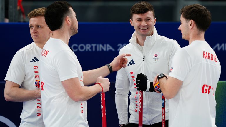 Team GB's curling team in action against Czechia