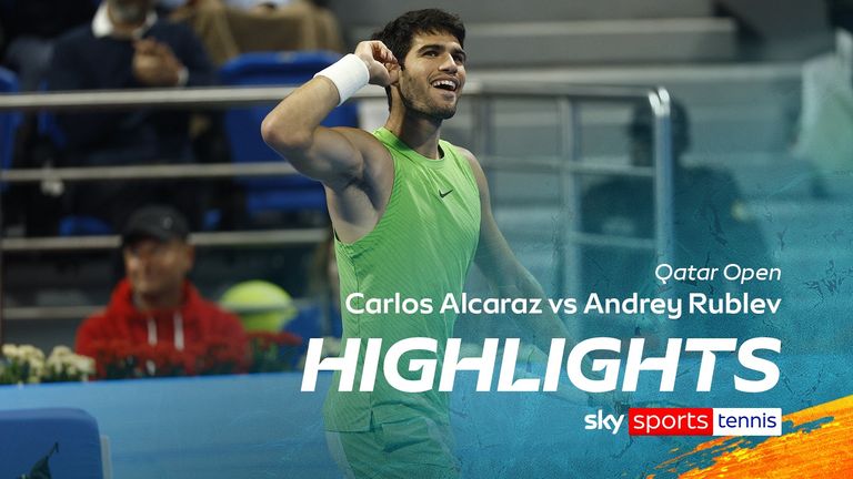 Highlights of the semi-final between Carlos Alcaraz and Andrey Rublev at the Qatar Open.